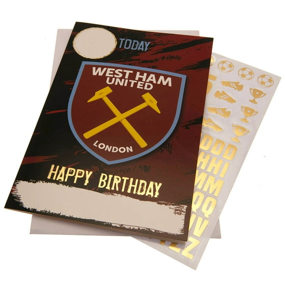 West Ham United Carte d'Anniversaire FC avec Autocollants
