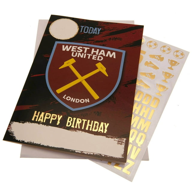 West Ham United Carte d'Anniversaire FC avec Autocollants