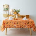 thumbnail image 6 of Thanksgiving Waterproof Tablecloth – Fall Harvest Pumpkins, Maple Leaves & Berries Print – Autumn Rectangle Table Cover for Dining or Party, Brown, W60 x L02 in, 6 of 6