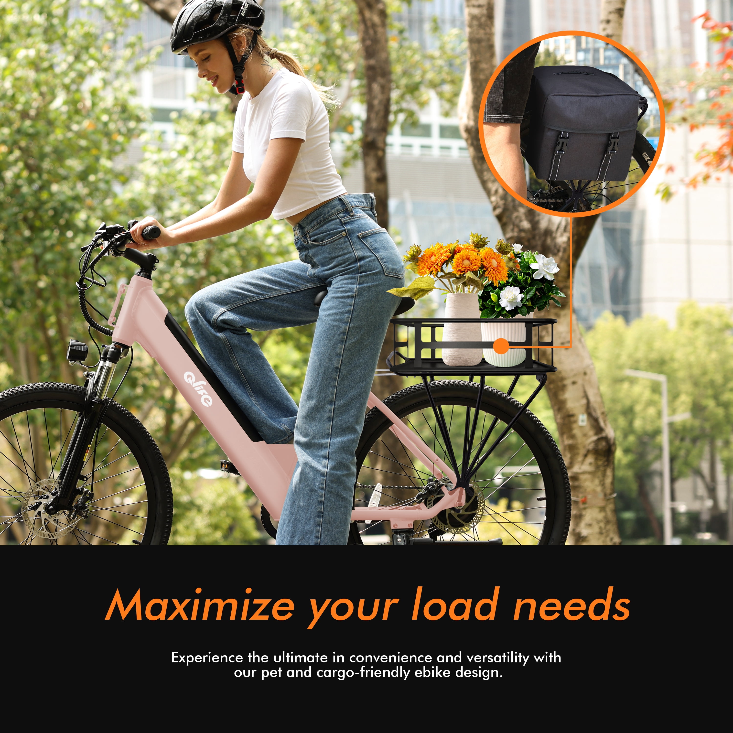 Electric Bike for Adults, Ebike Peak 750W Motor, 20MPH 36V Electric Mountain Bike with 7 Speed, electric bicycles,pink