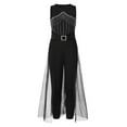 thumbnail image 4 of Ediodpoh Women Sleeveless Zipper Siamese Diamond Strap Hollowed Out Belt Waistband Mesh Jumpsuit Rompers Women's Jumpsuit Black XL, 4 of 5