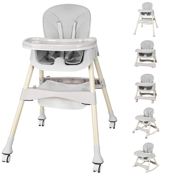 Chaise haute 6 en 1 - bébé enfant pliable grise