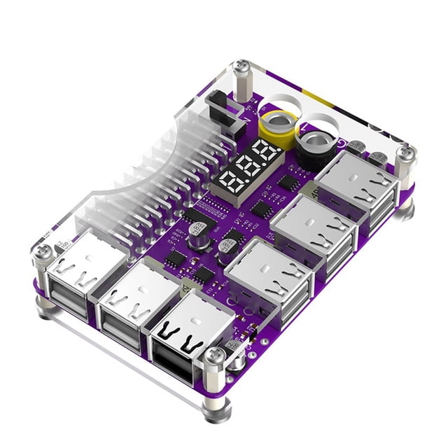 Adaptador de módulo de alimentación ATX de 24 pines con placa de expansión, 12 puertos USB 2.0, QC 2.0/3.0 y salida de 12 V.