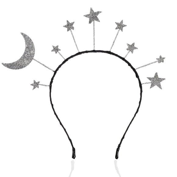 Oarkive Diadema Galaxy Accesorios de Luna y Estrella - Tocado Plateado para niños Adultos Sistema Solar Disfraces de Halloween y Navidad