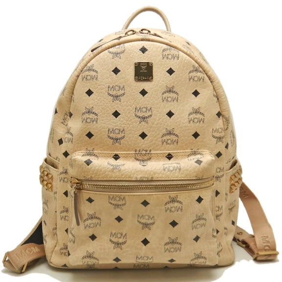 Pre-Owned MCM Visetos Stark Side Stud Backpack MMK7AVE99IG001, Beige Leather,... (Good)