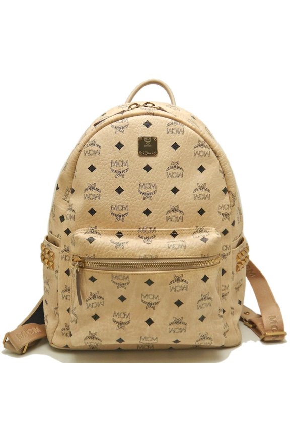 Pre-Owned MCM Visetos Stark Side Stud Backpack MMK7AVE99IG001, Beige Leather,... (Good)