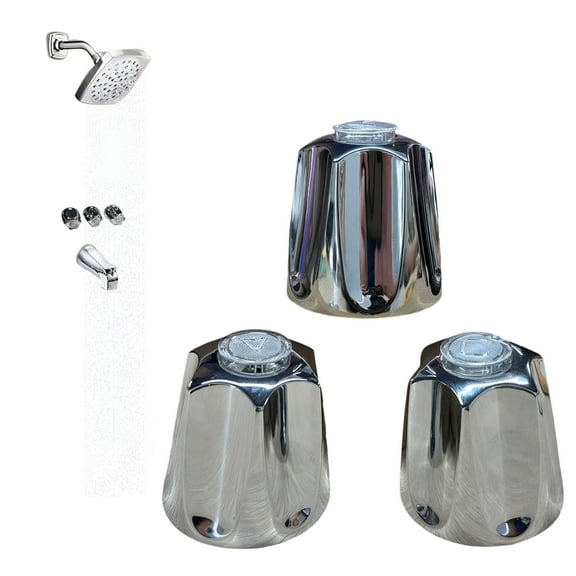HIBIBUD 3 Piece Shower Knob Replacement Compatible with Bathtub Shower Mixer Tap Handle Conversion Kit Includes 1 x Hot 1 x Cold 1 x Diverter and 3 Screws
