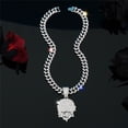 thumbnail image 4 of Men Women Hip Hop Masked Portraits&Letters SLMBA Pendant Necklace Crystal Cuban Chain HipHop Iced Out Bling Necklaces Fashion Charm Jewelry, 4 of 6