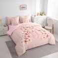 thumbnail image 2 of Feelyou Cherry Blossom Letter A Print Bedding Comforter Set for Girls, Floral Monogram King Bedding Sets, Pink Reversible, 7 Pieces, 2 of 7