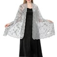 thumbnail image 3 of Gzbliryd Wearable Blankets for Women Shawl Wrap Soft Comfy Poncho Throw with Button Business Travel Cape Covers (Silver,Size One Size), 3 of 7