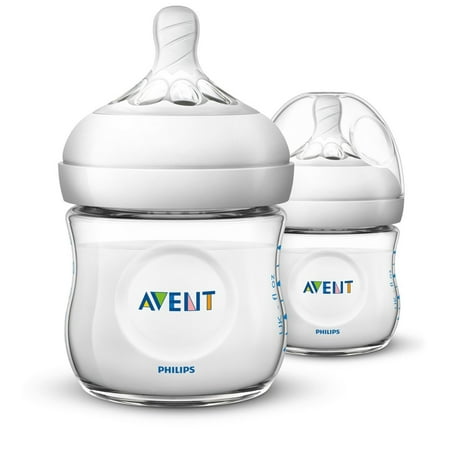Philips Avent Natural Baby Bottle, Clear, 4oz, 2pk, SCF010/27