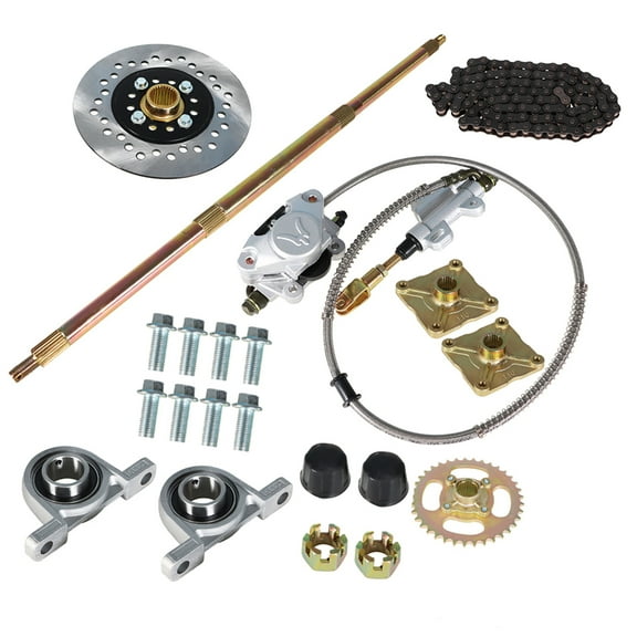 Rear Axle Assembly 32" Shaft Hub Chain Brake Master Cylinder Kit Fit for Go Kart ATV Trike Golf Cart