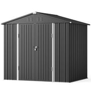 8 x 6 Outdoor Storage Shed on Sale, Aiho Shed & Outdoor Storage Clearance, Metal Storage Shed for Outside, Backyard, Garden & Patio - Dark Gray