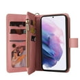 thumbnail image 5 of Zipper Wallet Case for Samsung Galaxy S22 Plus, [15 Card Slots] [Zipper Pocket] Luxury PU Leather Flip Folio Cover with [Magnetic] [Wrist Hand Strap] [Kickstand] Skin-Feeling Shockproof Case,Pink, 5 of 10