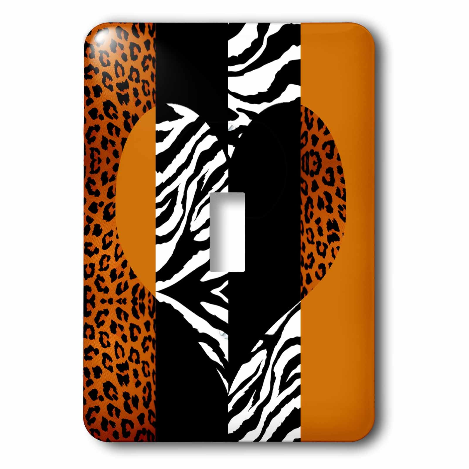 3dRose lsp_35443_6 Orange Black And White Animal Print Leopard And Zebra Heart 2 Plug Outlet Cover 3dRose lsp_35443_6 Orange Black And White Animal Print Leopard And Zebra Heart 2 Plug Outlet Cover