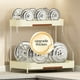 thumbnail image 3 of Estante organizador de mostrador de cocina de varios niveles, estante de botellas de especias de 3 niveles, soporte de almacenamiento de despensa de plástico y acero inoxidable, blanco/beige, 3 of 7