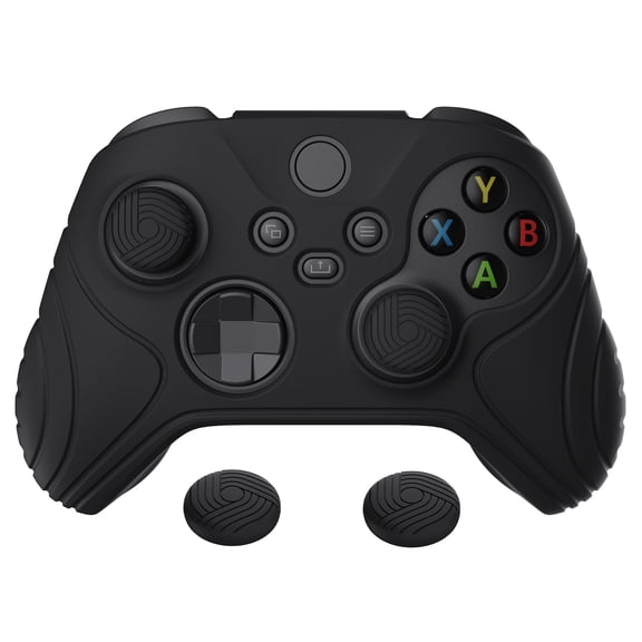 PlayVital Samurai Edition Black Anti-slip Controller Grip Silicone Skin for Xbox Core Wireless Controller, Ergonomic Protective Case Cover for Xbox Series S/X Controller w/ Thumb Grips