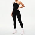 thumbnail image 6 of Women's One Shoulder Yoga Jumpsuit, Sexy Backless Single Strap Bodysuit, Seamless Workout Outfit, Gym Fitness and Casual Bodycon One Piece-Black, 6 of 9