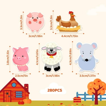 280pcs Farm Animal SCH4 Edible Cake Toppers, Sticky Rice Mini Farm Animals Cake Toppers Cute Farm Animal Cupcake Topper Cartoon Edible Animal Print Cake Decorations for Baking Food(40 Styles)
