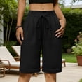 thumbnail image 2 of Womens Bermuda Shorts Knee Length Wide Leg Summer Shorts for Women High Waisted Shorts Women's Loose Straight Leg Shorts with Pockets, 2 of 6