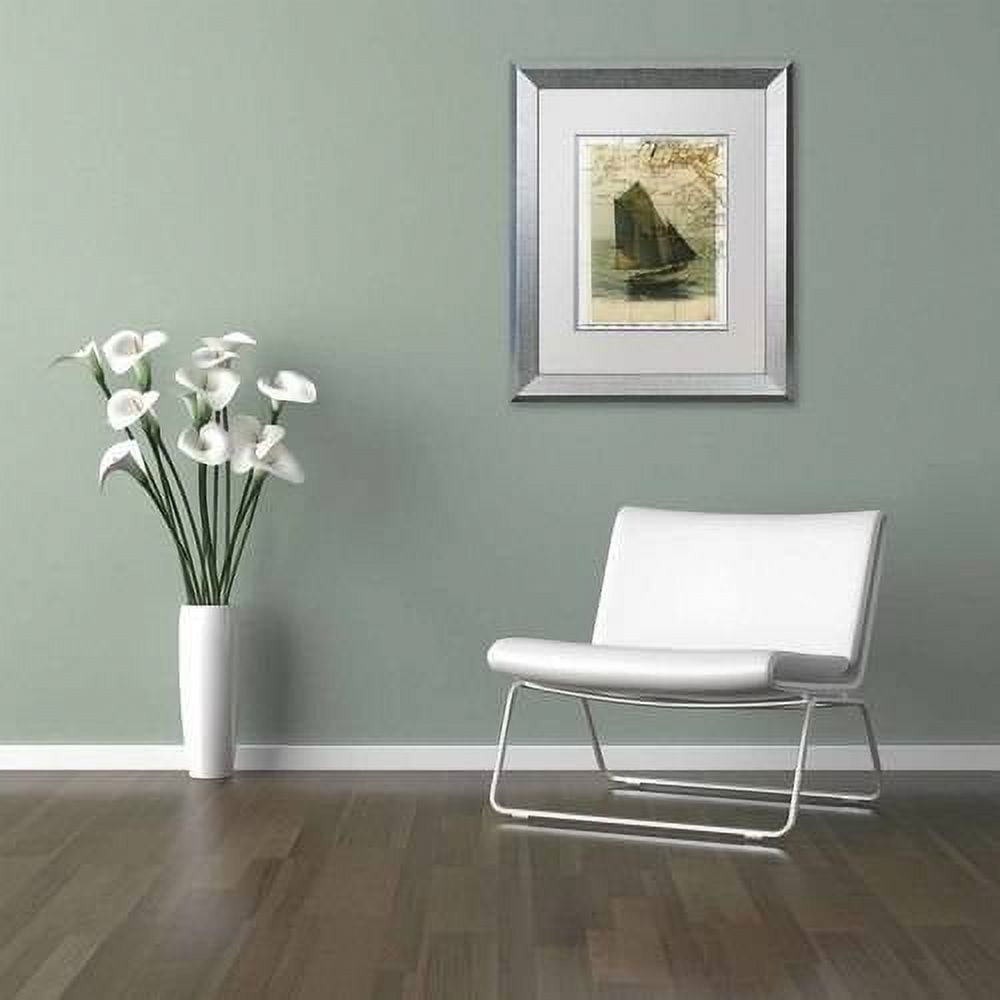 Trademark Fine Art 'Jersey Sailboat' Canvas Art by Nick Bantock, White Matte, Silver Frame