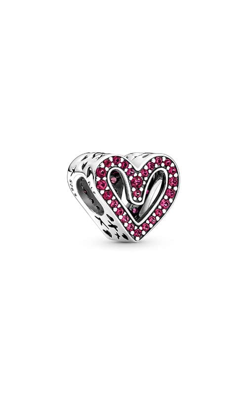 Pandora Sparkling Ruby Red Freehand Heart Charm
