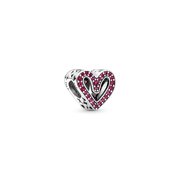 Pandora Sparkling Ruby Red Freehand Heart Charm