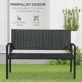 thumbnail image 3 of Black Rattan Loveseat Bench – Handwoven Patio Furniture for Balcony, Deck & Backyard – 48” Outdoor Seating with Steel Frame, 3 of 7