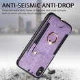 thumbnail image 3 of SaniMore for iPhone X/XS Wallet Case, [RFID Blocking] Elastic Card Slot Vehicle Magnetic PU Leather Ring Holder & Lanyard Stand Money Pocket Protective Cover for iPhone X/XS, Purple, 3 of 15