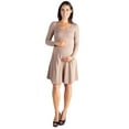 thumbnail image 2 of 24seven Comfort Apparel Practically Perfect Long Sleeve Knee Length Maternity Skater Dre, 2 of 3