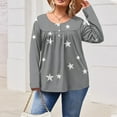 thumbnail image 3 of Rollbacks & More GaThRRgYP Womens Plus Size Long Sleeve Tunic Tops,Women's Fashion Printing Casual Round Neck Long Sleeve Button Loose T-shirt Daily Printed Top Gray XXXL, 3 of 5