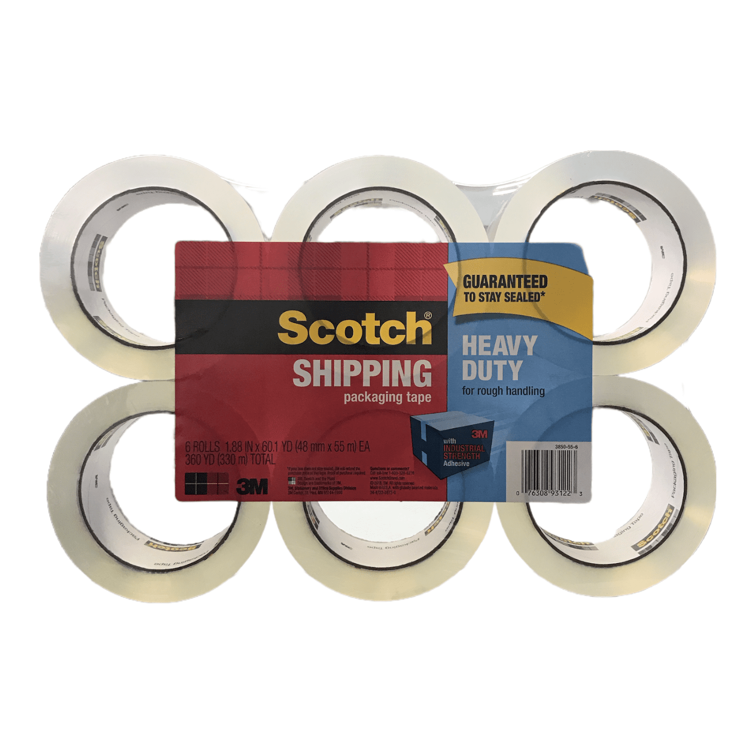 5Scotch Heavy Duty Shipping Packaging Tape 1.88 in x 60.15 yd - 6 Pack