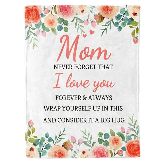 Funnil Super Soft Warm and Comfy Blanket for Mom Birthday Gift Ideas from Daughter Son, I Love You Mothers Throw Blanket 50"x60", White