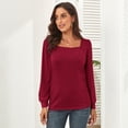 thumbnail image 4 of Blusa de manga larga, blusa de mujer con mangas abullonadas, camisa de mujer de color puro, camiseta de color puro elaborada con cuidado, 4 of 8
