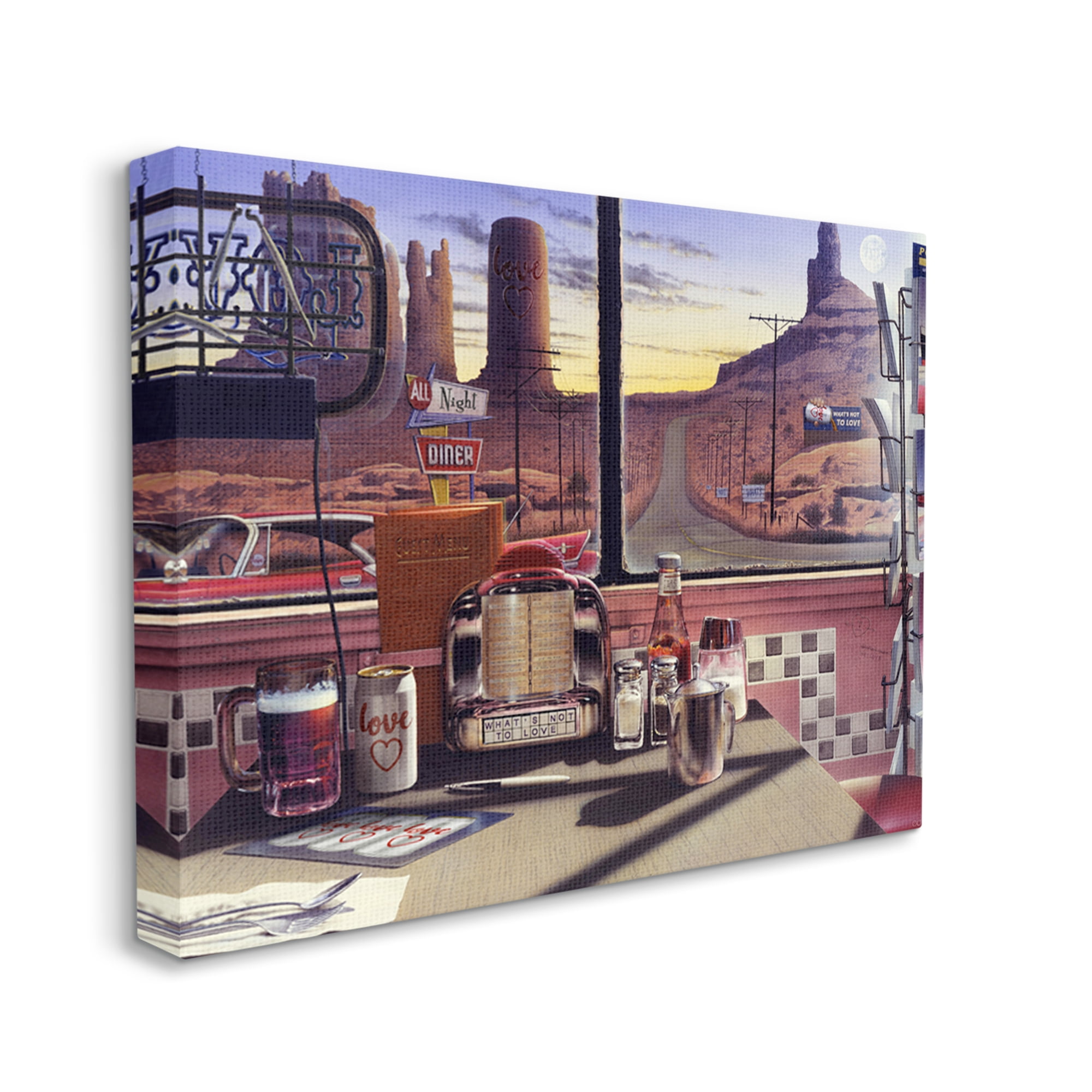 Stupell Industries Quirky Canyon Diner Surreal Scenery Postcards Table Canvas Wall Art, 48 x 36, Design by Jadei Graphics