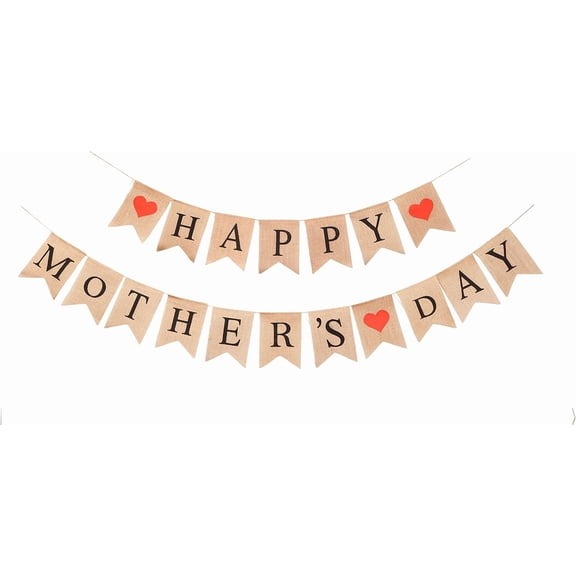 Burlap Happy Mothers Day Banner for Happy Mothers Day Decorations, Mothers Day Sign Decor for Mothers Day Party Decorations