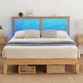 thumbnail image 1 of PIONEERWORKS Full Bed Frame with Natural Rattan Headboard, Platform Bed Frame Full Size with Storage Headboard, Mattress Foundation, Noise-Free, No Box Spring Needed, 1 of 6
