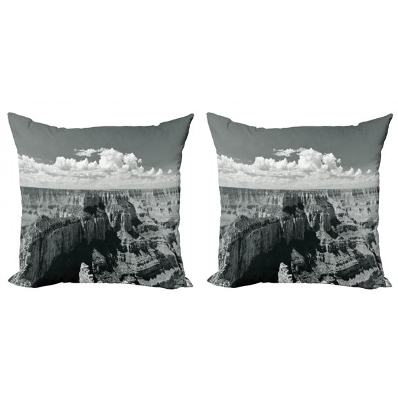 Ambesonne Grey Throw Pillow Cover 2 Pack, Nostalgic Grand Canyon, 18", Grey