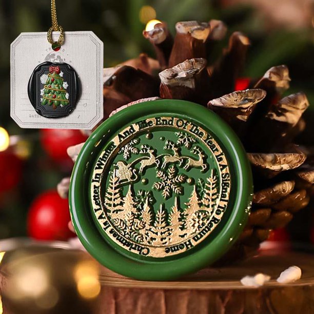 Sellos de cera navideños estéreo en capas 3D, cabezal de sello de sellado retro vintage para tarjetas de envoltura de regalos de festivales, álbumes de recortes