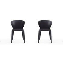 Manhattan Comfort Conrad 17.3" Faux Leather Dining Chair in Black (Set of 2)