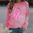 thumbnail image 2 of VKOYWKM Womens Breast Cancer Tops Breast Cancer Awareness T-Shirt Long Sleeve Pink Ribbon Graphic Tee Tops Fall Crew Neck Loose Fit Breast Cancer Pullover Sweashirt, 2 of 5
