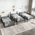 thumbnail image 3 of Leumius Twin over Twin over Twin Bunk Bed,Metal Triple Bunk Bed for 3 Kids/Teens,Heavy Duty Triple Bed with Guardrail and Ladder,Separates Into 3 Twin Beds,Black, 3 of 12
