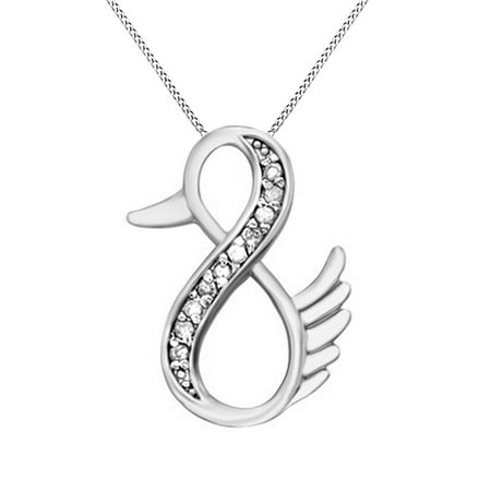 Ducks Logo Pendant - Natural Diamond Duck Infinity Pendant Necklace 14k White Gold Over Sterling Silver (1/10 Ct)