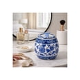 thumbnail image 3 of Ceramic Scented Candle with Lid for Home Decor - Pillar and Votive Candle for Indoor and Outdoor Spaces - Chinoiserie Design for Living Room, Bedroom, or Bathroom Decor - 5", Blue & White, 3 of 12