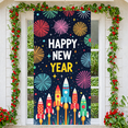 thumbnail image 1 of Colorful Space Rocket New Year Celebration Banner for Holiday Party Festive Event Indoor Decoration, 1 of 5