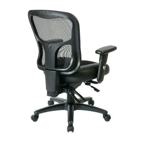 Office Star Breathable Progrid Back With Leather And Mesh Seat Office Star Breathable Progrid Back With Leather And Mesh Seat Adjule Black Managers Chair Nylon Base
