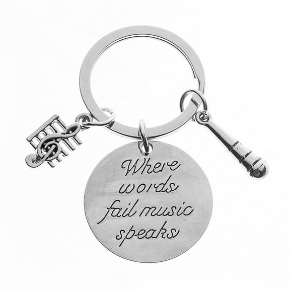 Music Keychain Gift - Musically Keychain- Treble Clef Jewelry - Singer Microphone Keychain, Perfect Music Lover Gifts