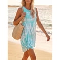 thumbnail image 4 of Deago Women’s Casual Tie Dye Short Dress Crew Neck Sleeveless Loose T Shirt Summer Tank Beach Sundress (Green, M), 4 of 8