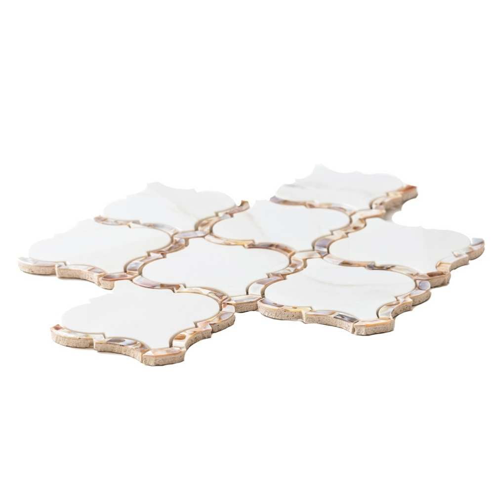The Tile Life Tahitian Pearl Lantern 14" x 14.5" Calacatta Gold Glass Mosaic Tile, 1 Sheet