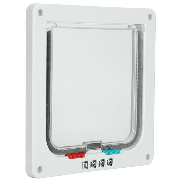 Cerradura para gatos, puerta con solapa de seguridad, puerta abatible para gatos, puerta pequeña de plástico para mascotas, suministros para mascotas del hogar, blanco S